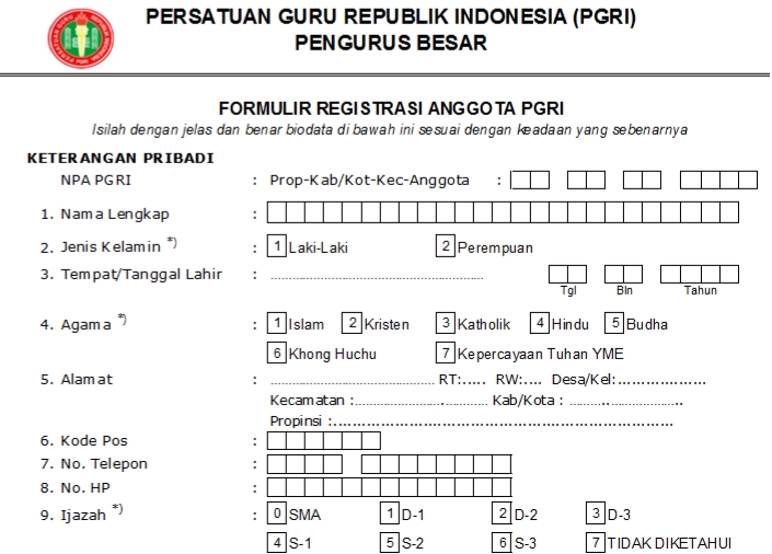 Pendaftaran PGRI Kutai Timur - Persatuan Guru Republik Indonesia Cabang Kutai Timur